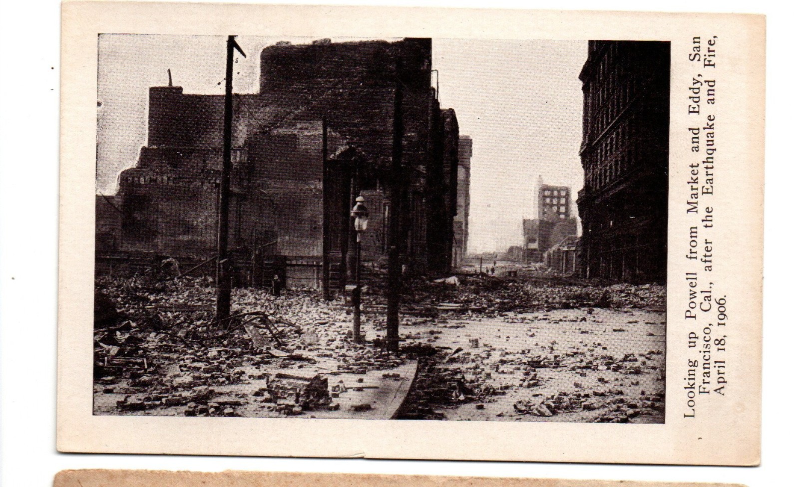 1906 San Francisco Earthquake Postcard - Streetview after event and fire