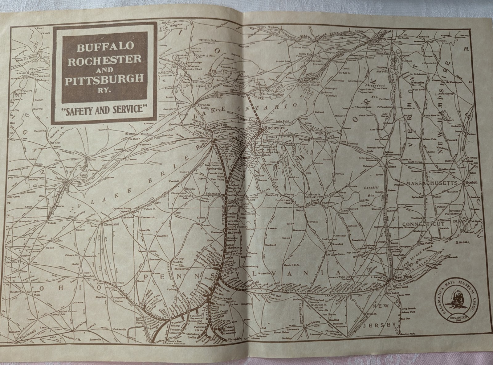 ***VINTAGE BUFFALO, ROCHESTER & PITTSBURGH RAILWAY SYSTEM MAP*** ***VINTAGE BUFFALO, ROCHESTER & PITTSBURGH RAILWAY SYSTEM MAP***