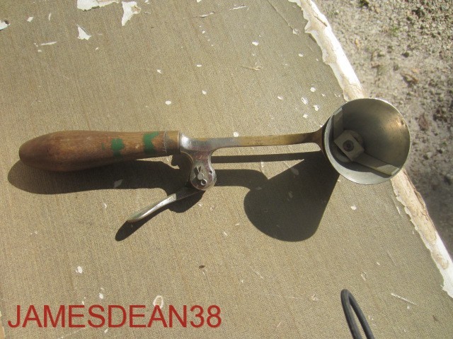 Ant Gilchrist\'s No. 33  Ice Cream Dipper Cone Shaped Scoop Brass Wood Handle
