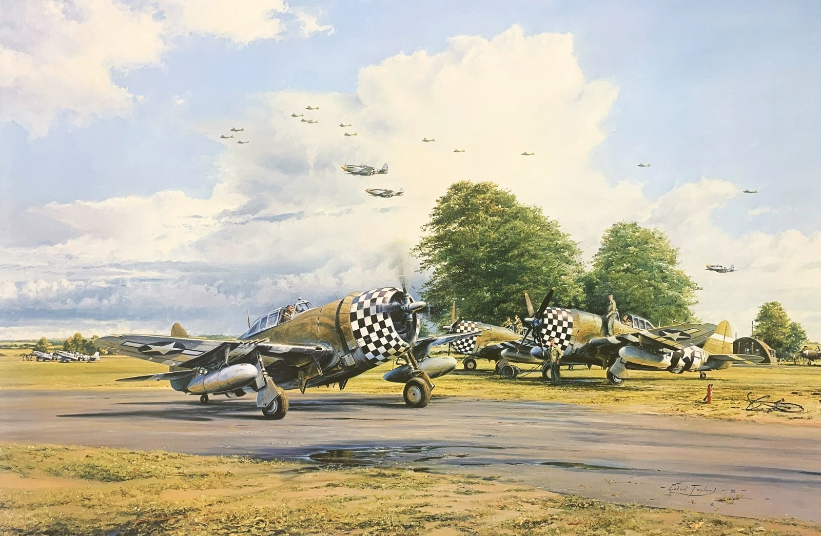 Mighty Eighth Outward Bound by Robert Taylor print signed by WW2 Fighter Aces