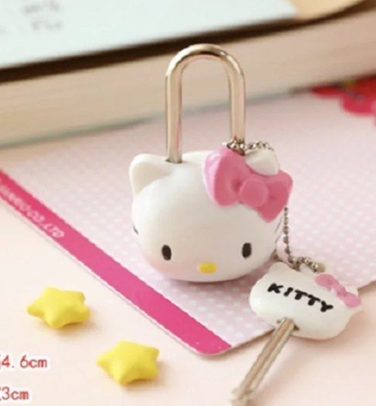 Hello Kitty Padlock Mini Lock with Key Sanrio Cute Locker Luggage Diary Lock