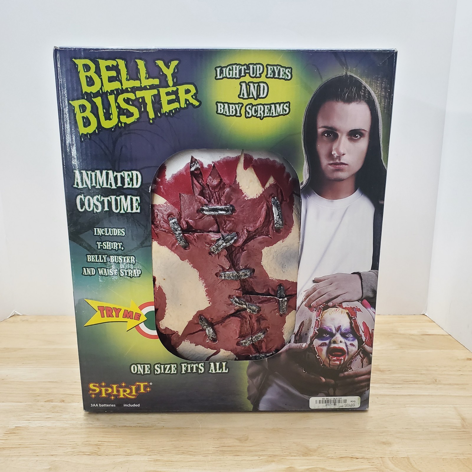 Spirit Halloween Belly Buster Animated Alien Demon Baby Costume **WORKING**