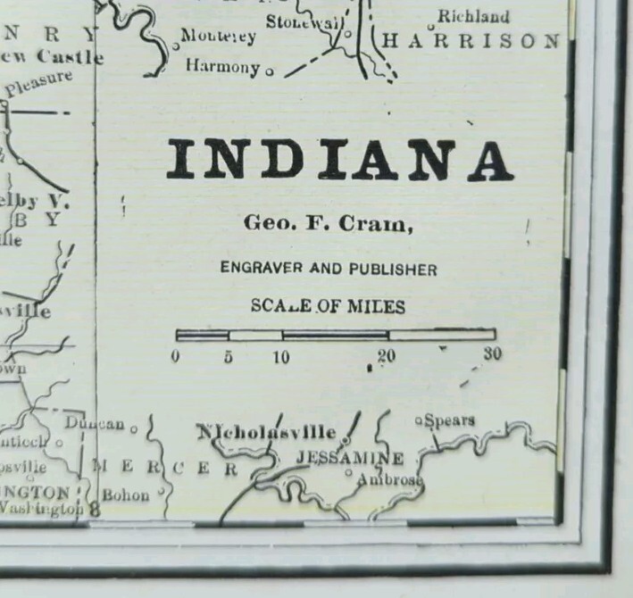 Vintage 1892 INDIANA Map 11\