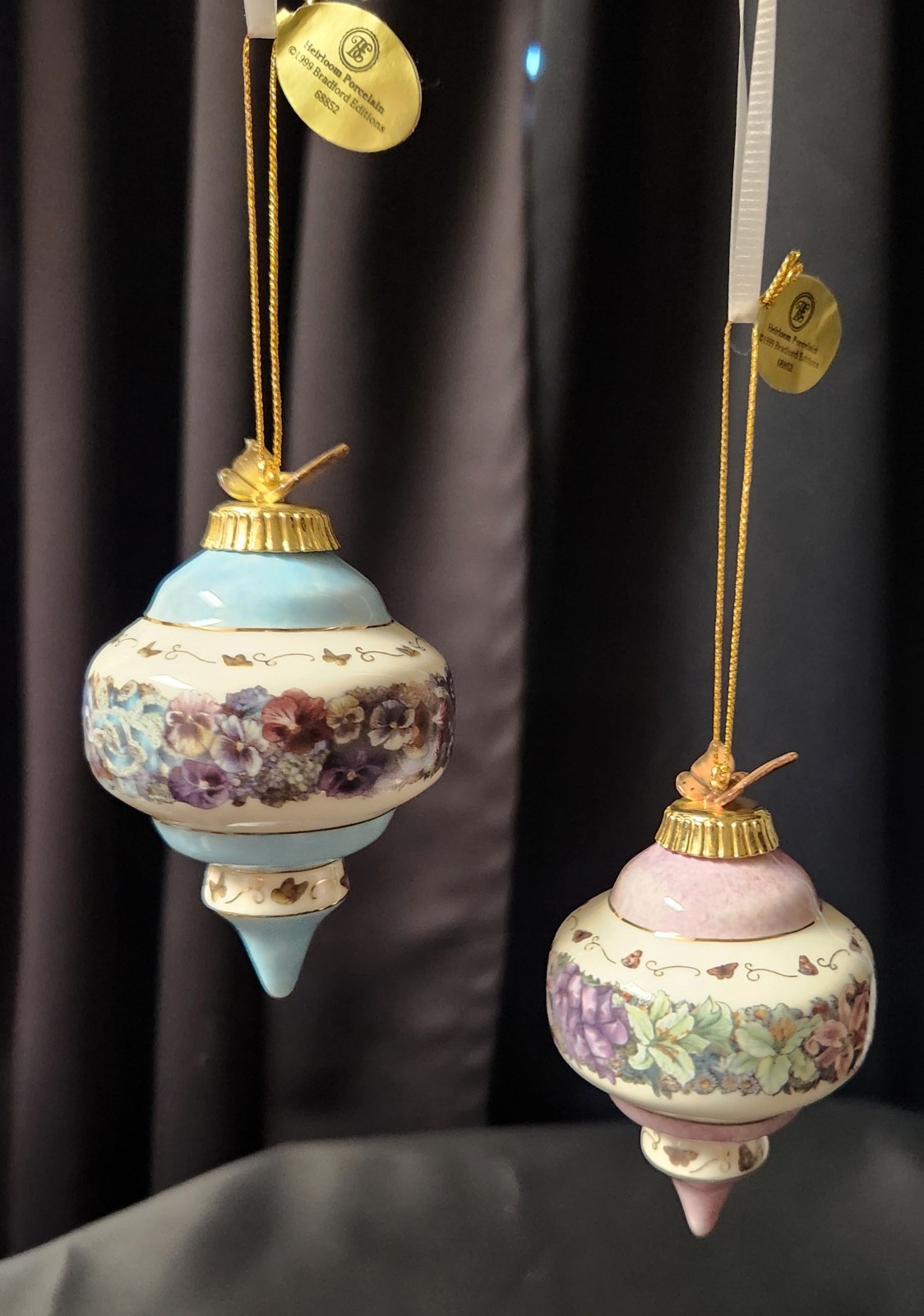 Vtg Lena Liu's Floral Inspiration Heirloom Porcelain Ornaments/Bradford Exchange