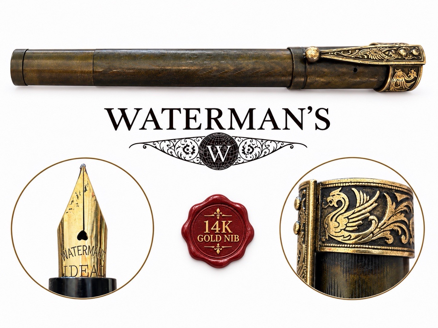 Waterman’s Vintage 1908 Retractable Ebonite Dragon Wing Fountain Pen
