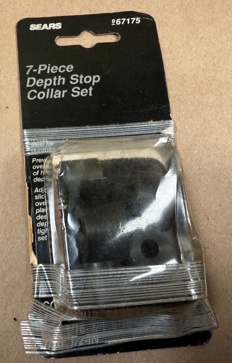 Vintage Sears 7-Piece Depth Stop Collar Set for Drill Bits - 67175 - 1/8”-1/2”