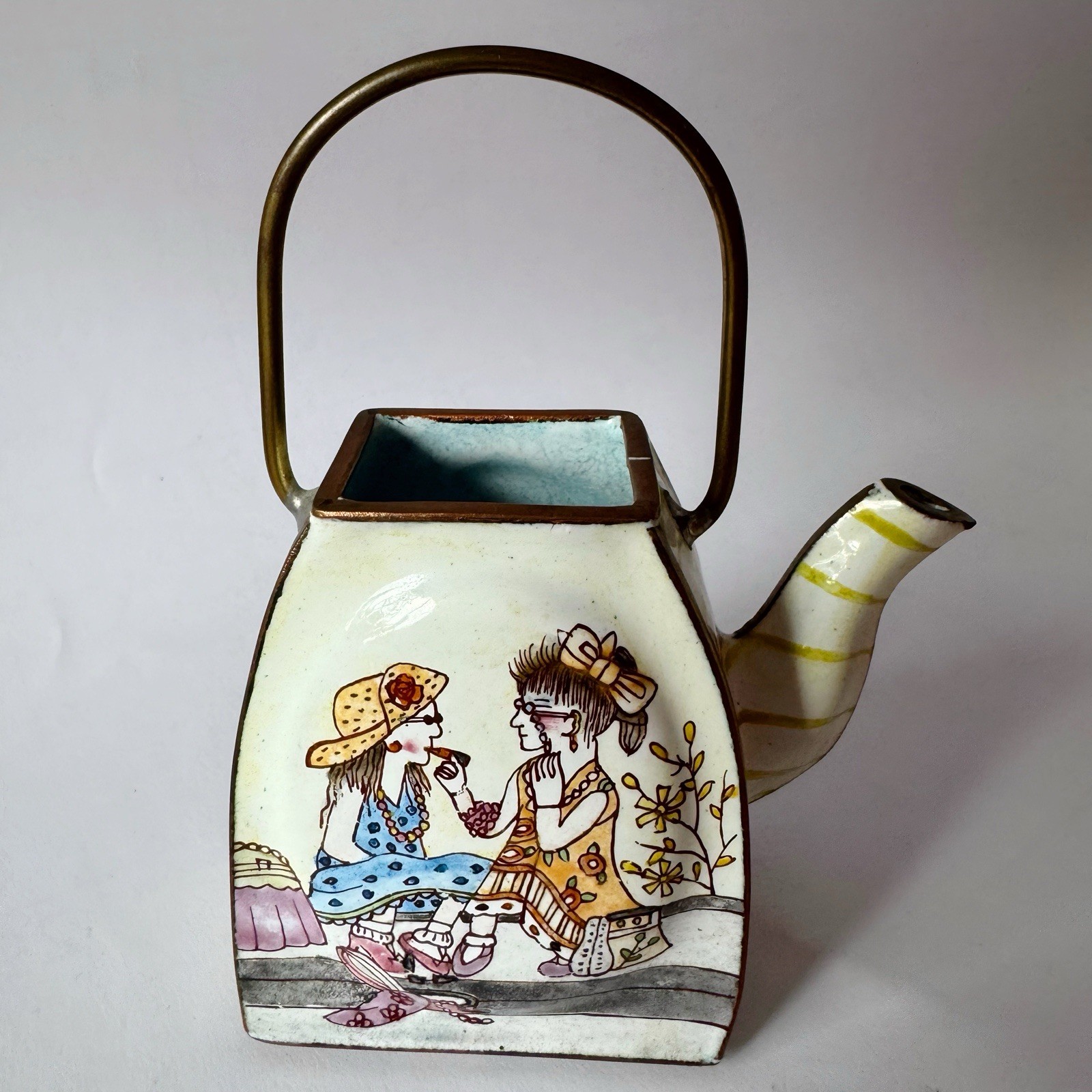 Vintage 2000 Empress Arts Enamel Miniature Teapot Ladies Shopping Purse