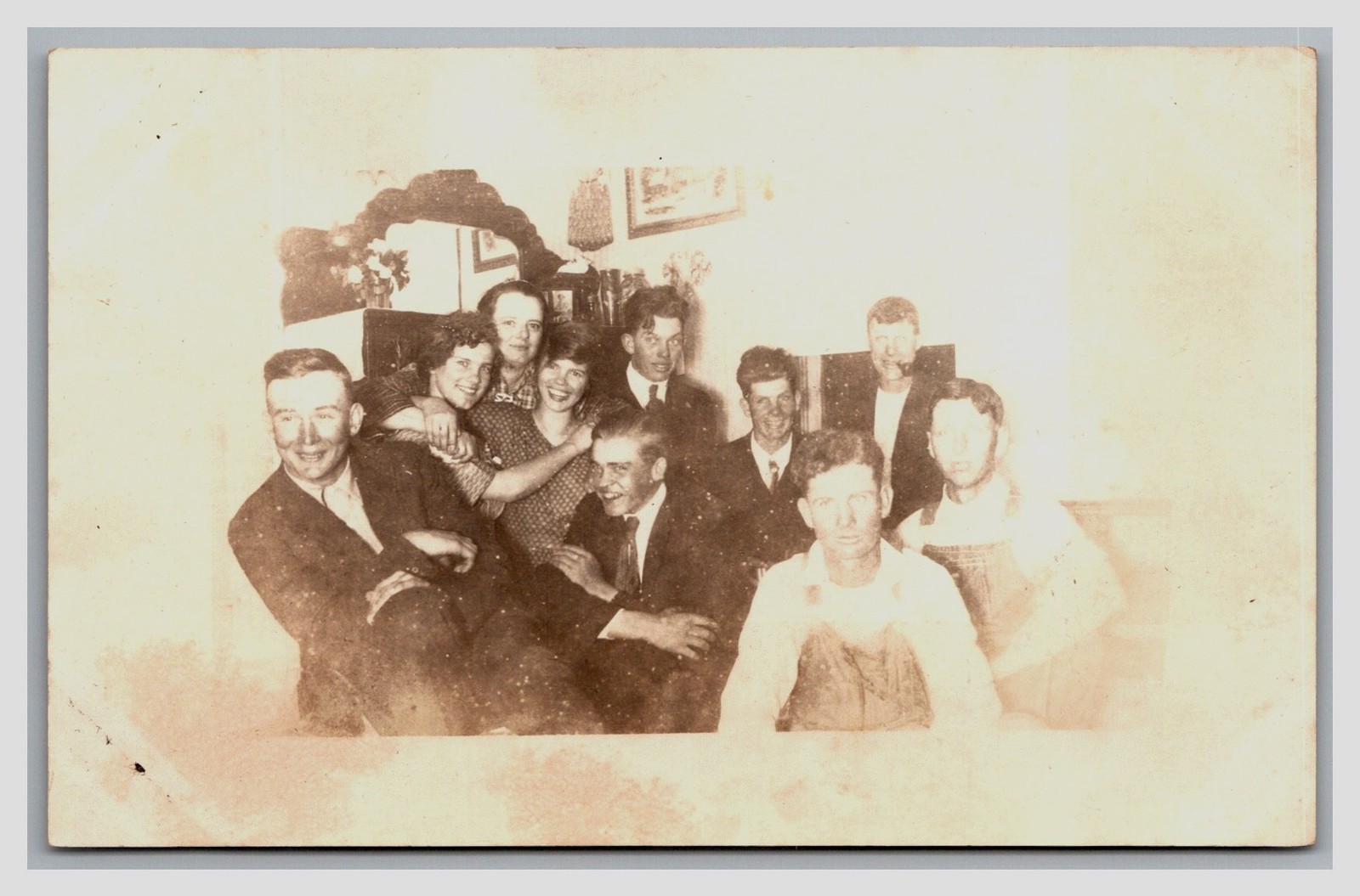 RPPC ~ KINGMAN Friends photo ~ Lena Denison ~ Kansas
