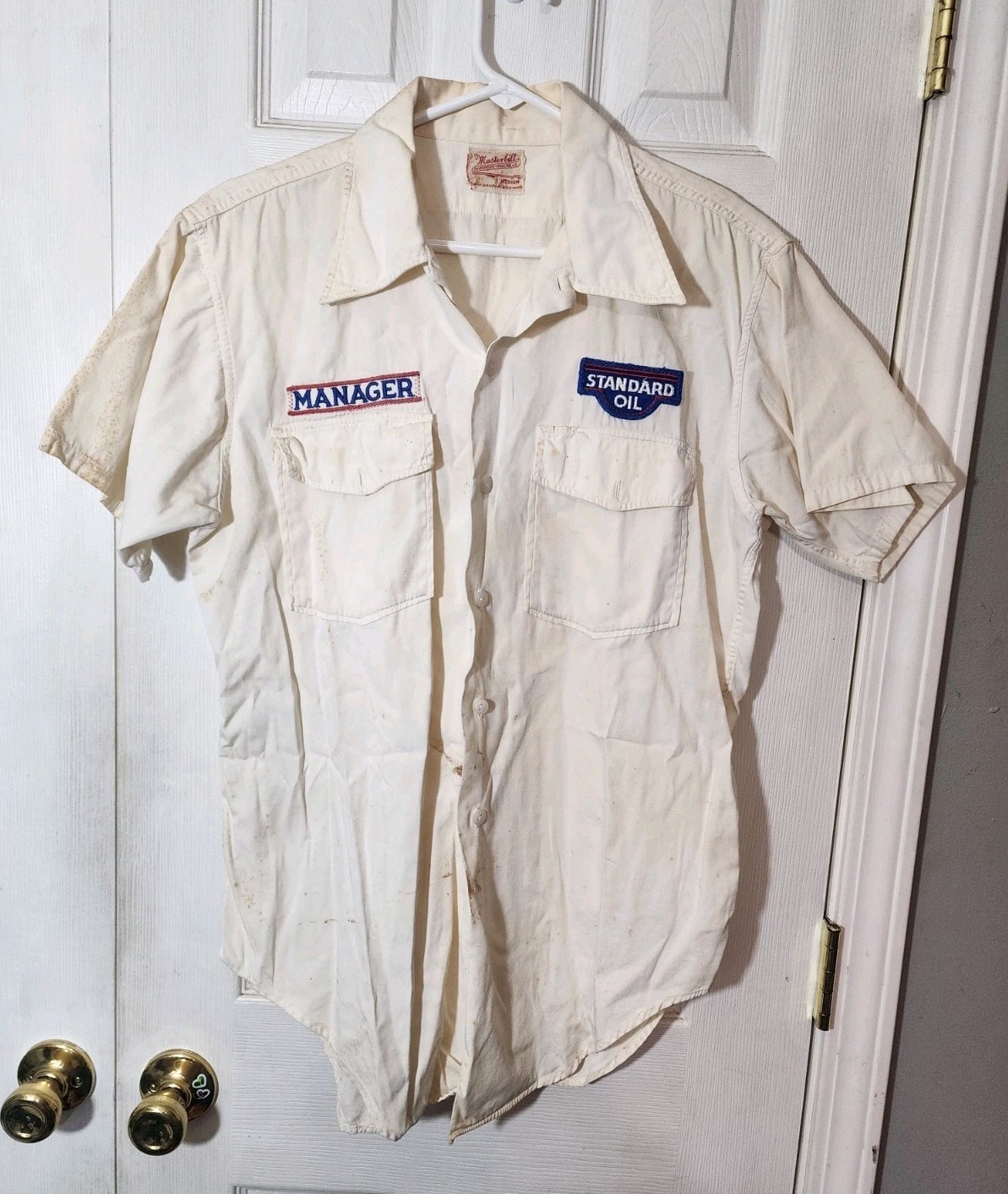 Vintage 70s/ 80s Standard Oil Service Station Manager Uniform Shirt Size Medium
