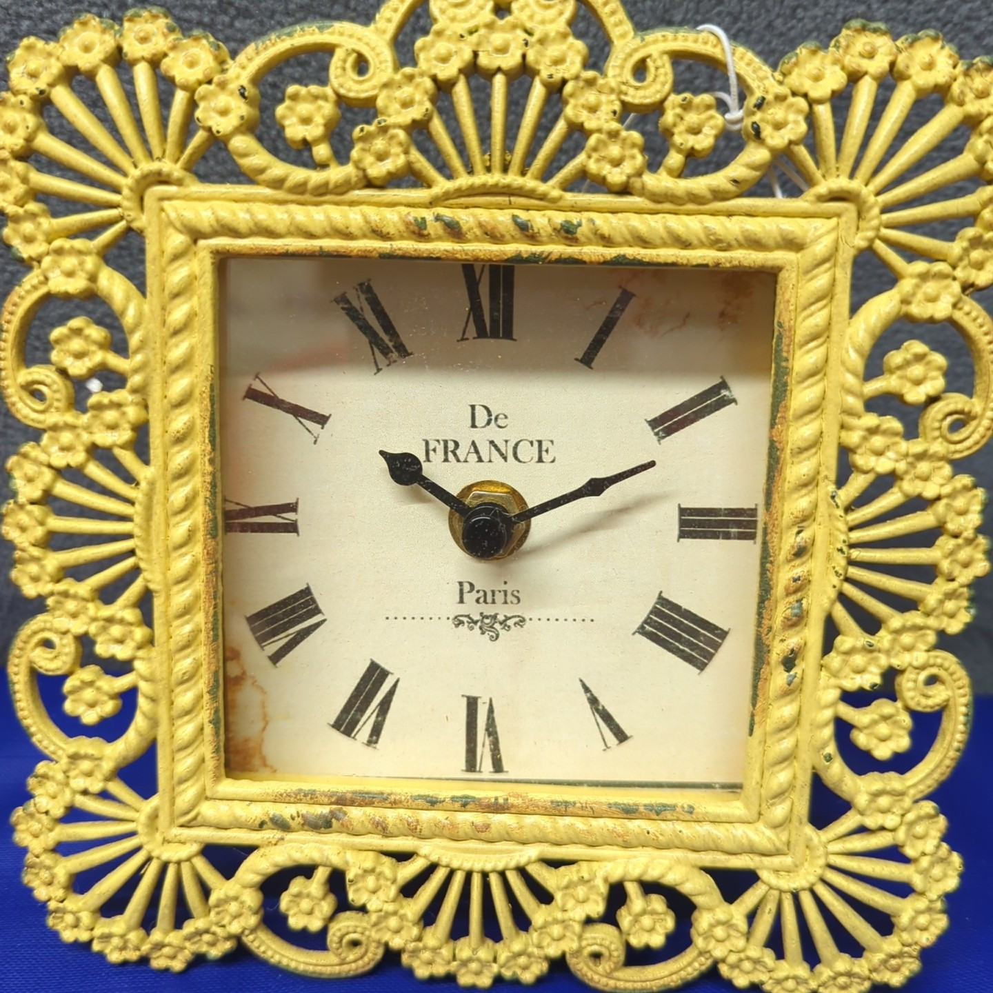Shabby Chic Yellow Distressed Metal Clock