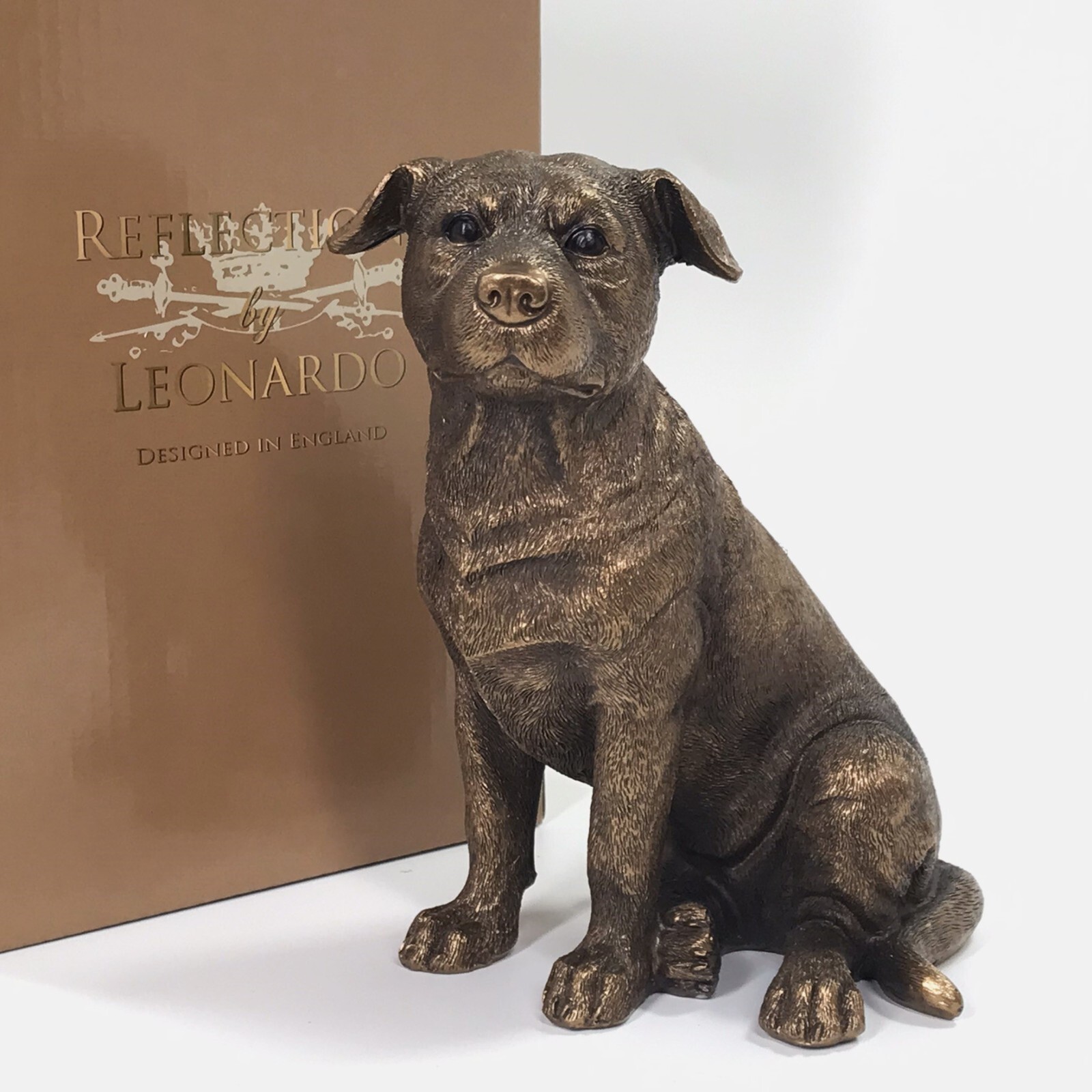 Staffordshire Bull Terrier Figurine Leonardo Bronze Staffy Statue Boxed