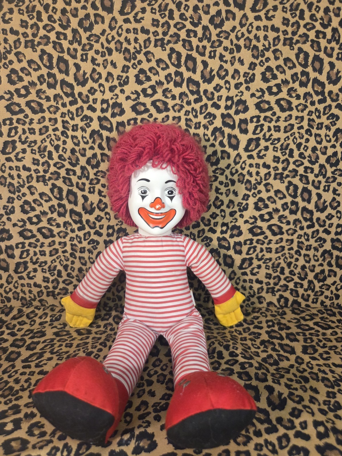 Vintage 1984 Ronald McDonald Plush Doll Fun Farm Dakin Vinyl 360 Face Yarn Hair