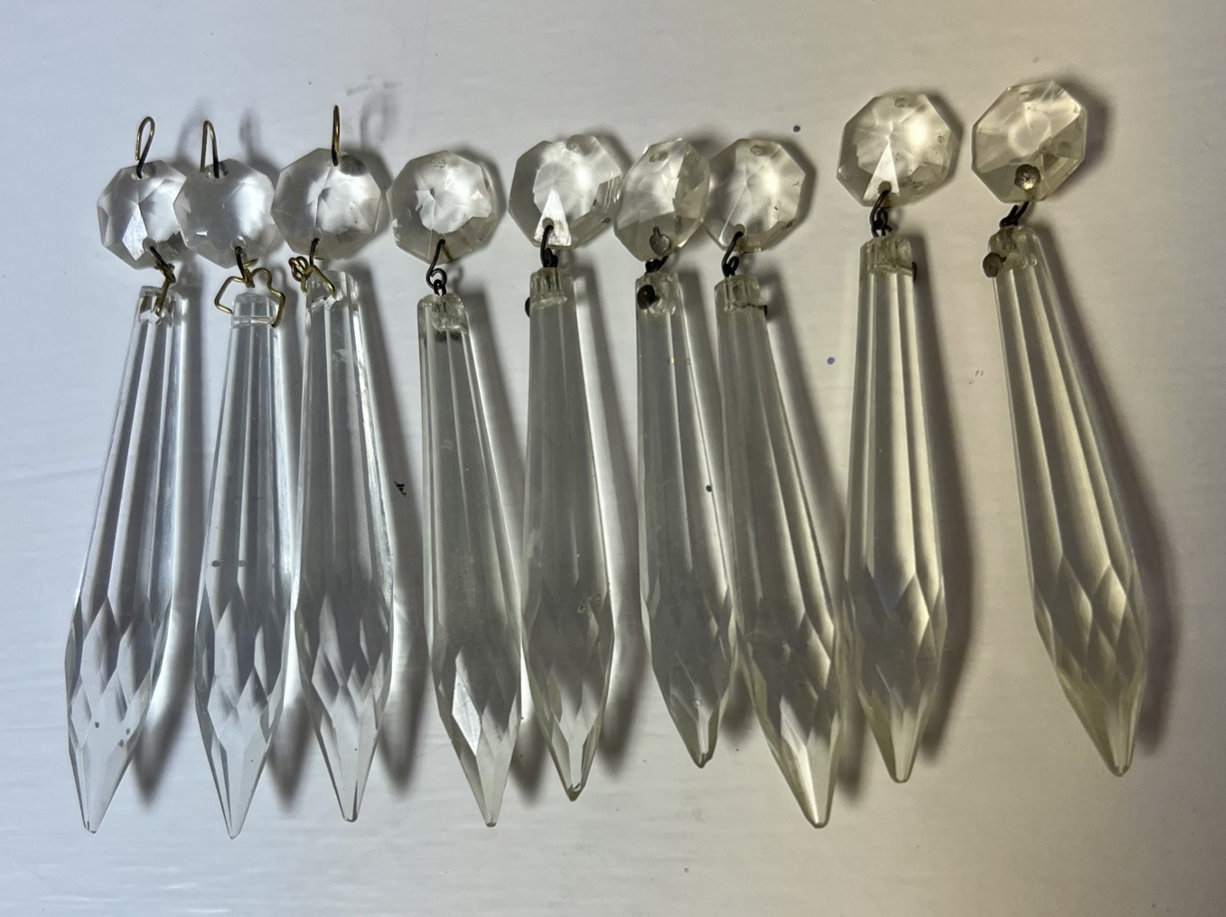 Vintage Clear Glass Chandelier Crystal Prisms (Lot Of 9) READ