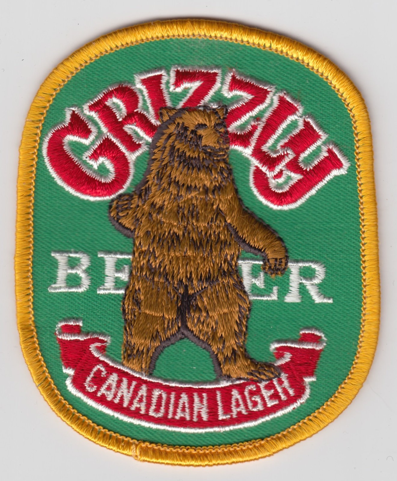 Vintage Grizzly Beer Canadian Lager Bear Patch Insignia Logo Company Brand