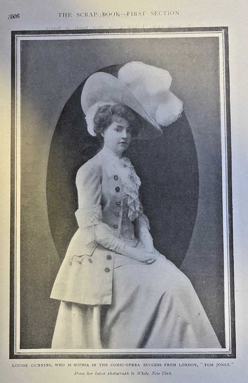1908 Vintage Magazine Illustration Actress Louise Gunning