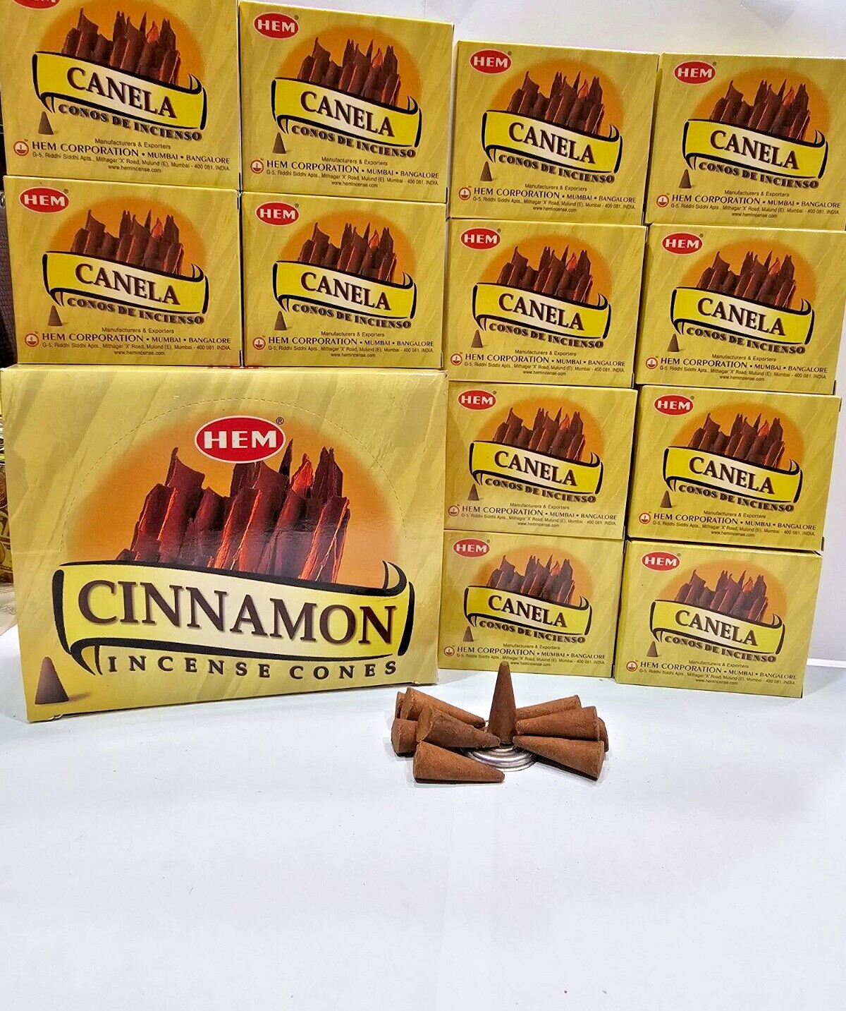 INCIENSO PAQUETE 12 CAJAS DE INCIENSO CANELA-CINNAMON 120 CONITOS