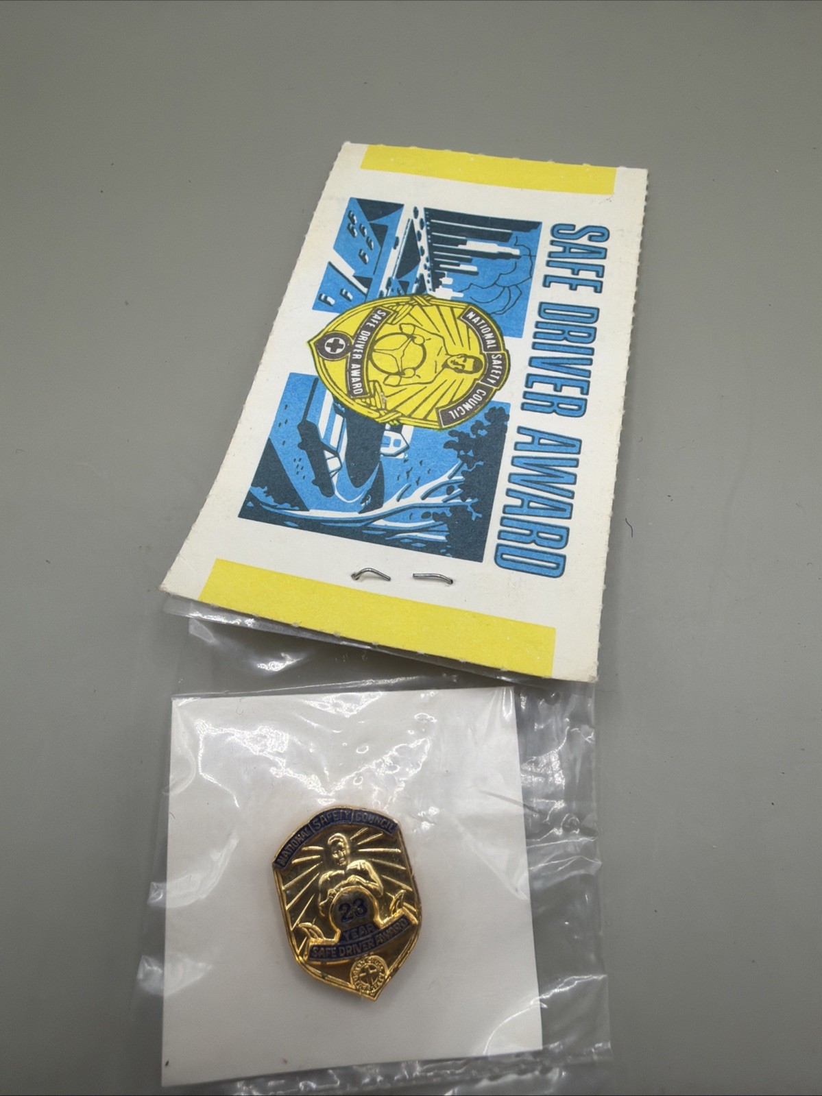 Vintage National Safety Council Safe Driver 23 Year Award Pin Complete