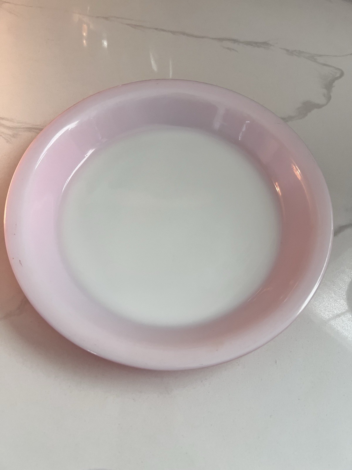 Vtg PYREX 200 Round Glass Pie Dish Plate 8 1/2 in Pink White Red 9x9x9