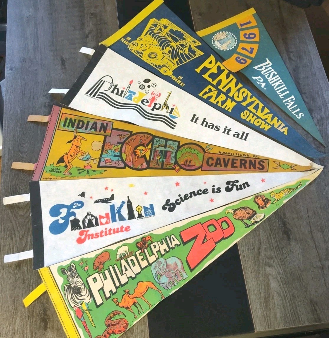 Vtg Pennsylvania Felt Pennant Lot 1976 Bicentennial Farm Show Bushkill Zoo...