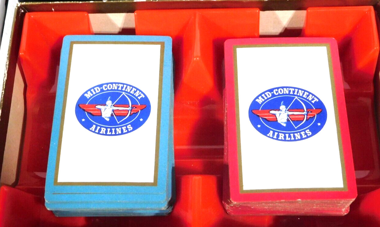 VINTAGE HARD TO FIND MID-CONTINENT AIRLINES PLAYING CARDS WITH 2 COMPLETE DECKS VINTAGE HARD TO FIND MID-CONTINENT AIRLINES PLAYING CARDS WITH 2 COMPLETE DECKS