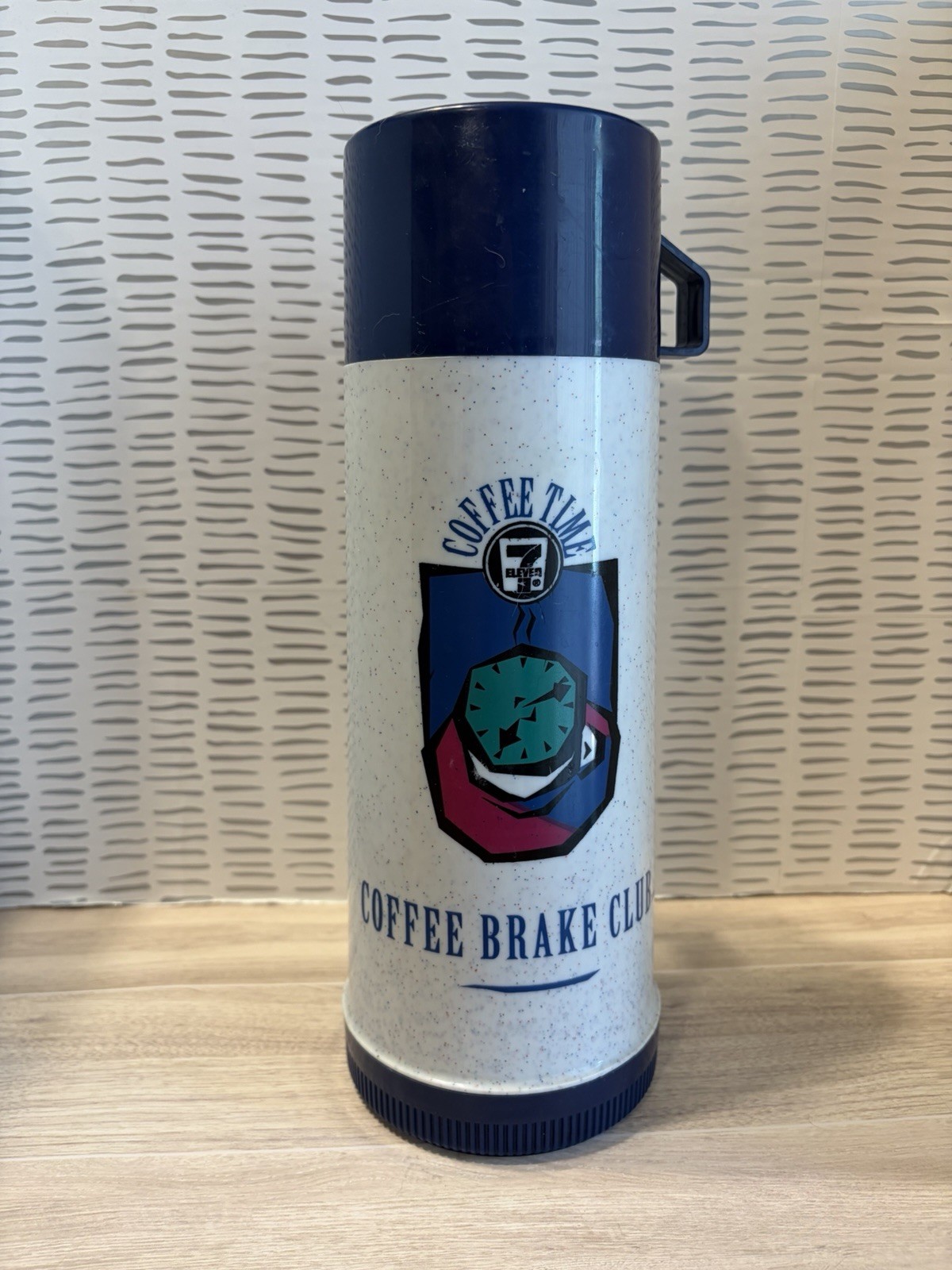 Vintage 1980 7-Eleven Coffee Time Brake Club Travel Thermos 1 Quart