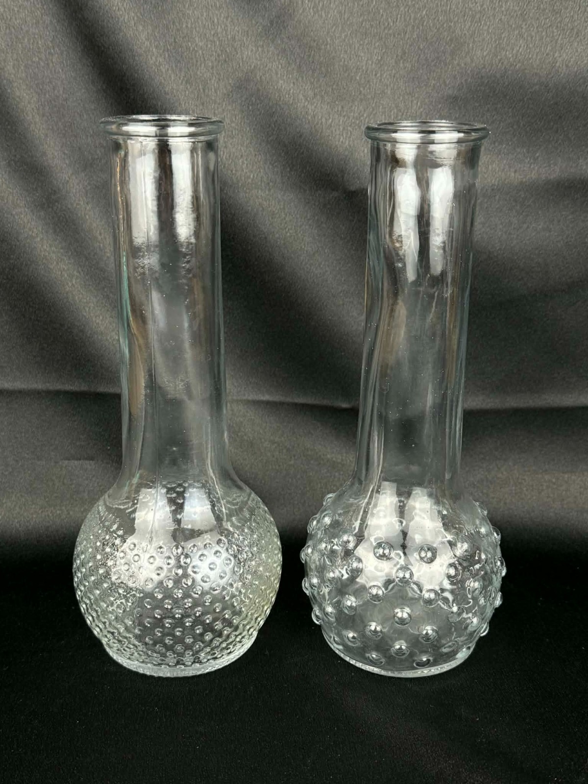 2x Clear Glass Hobnail Bud Vases Made in USA 8.5” Tall Vtg Lot of 2 Vase 2x Clear Glass Hobnail Bud Vases Made in USA 8.5” Tall Vtg Lot of 2 Vase