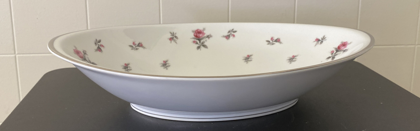 Lovely Rose Chintz by Meito Japan China Oval Serving Bowl