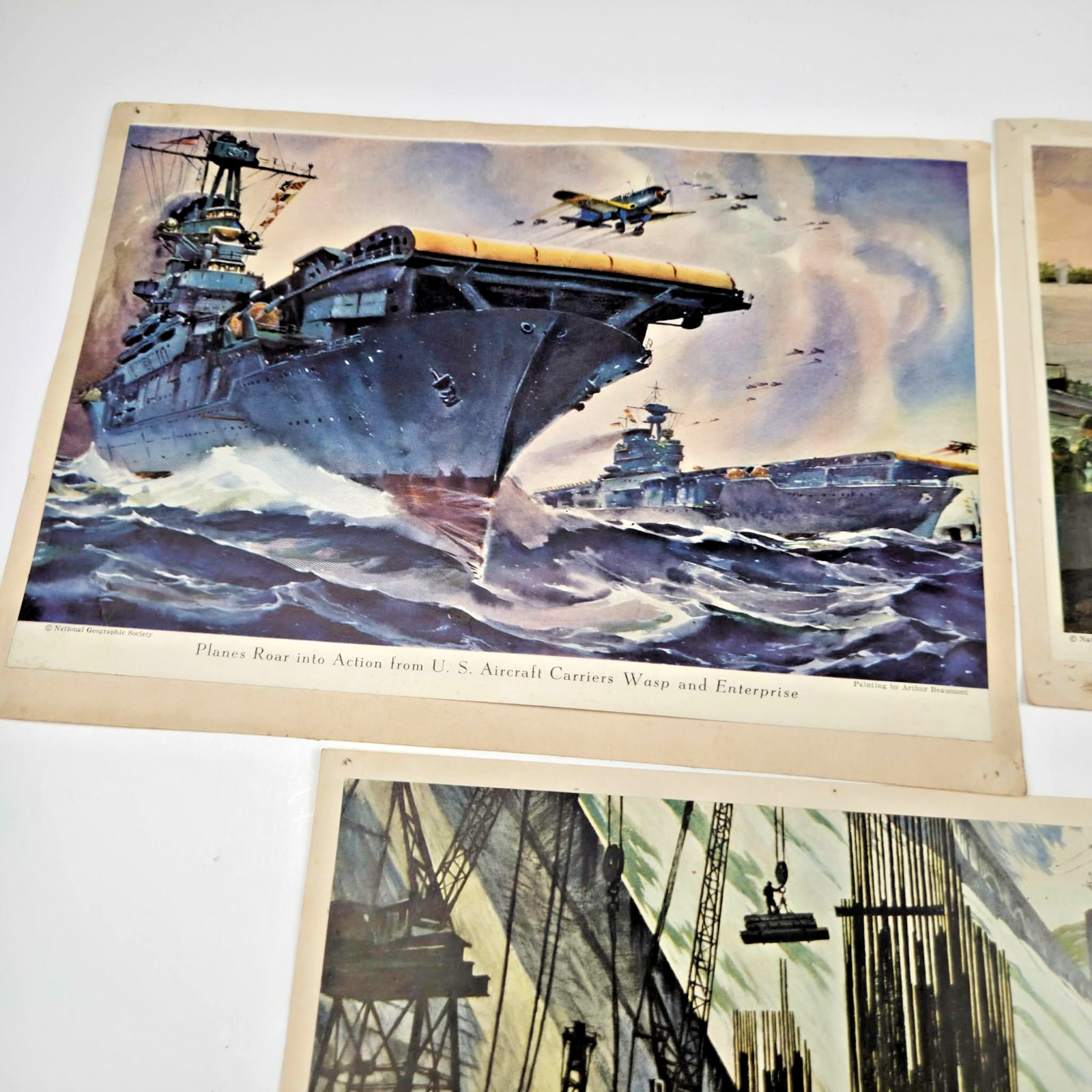 WWII National Geographic War Art Prints Lot 1940s Draper Beaumont Oakley 11+ Pla