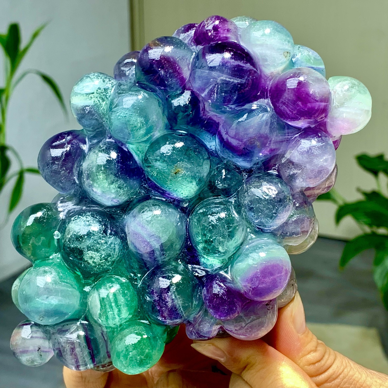 2.72LB Natural purple-green fluorite grape shape Crystal Madagascar mineral