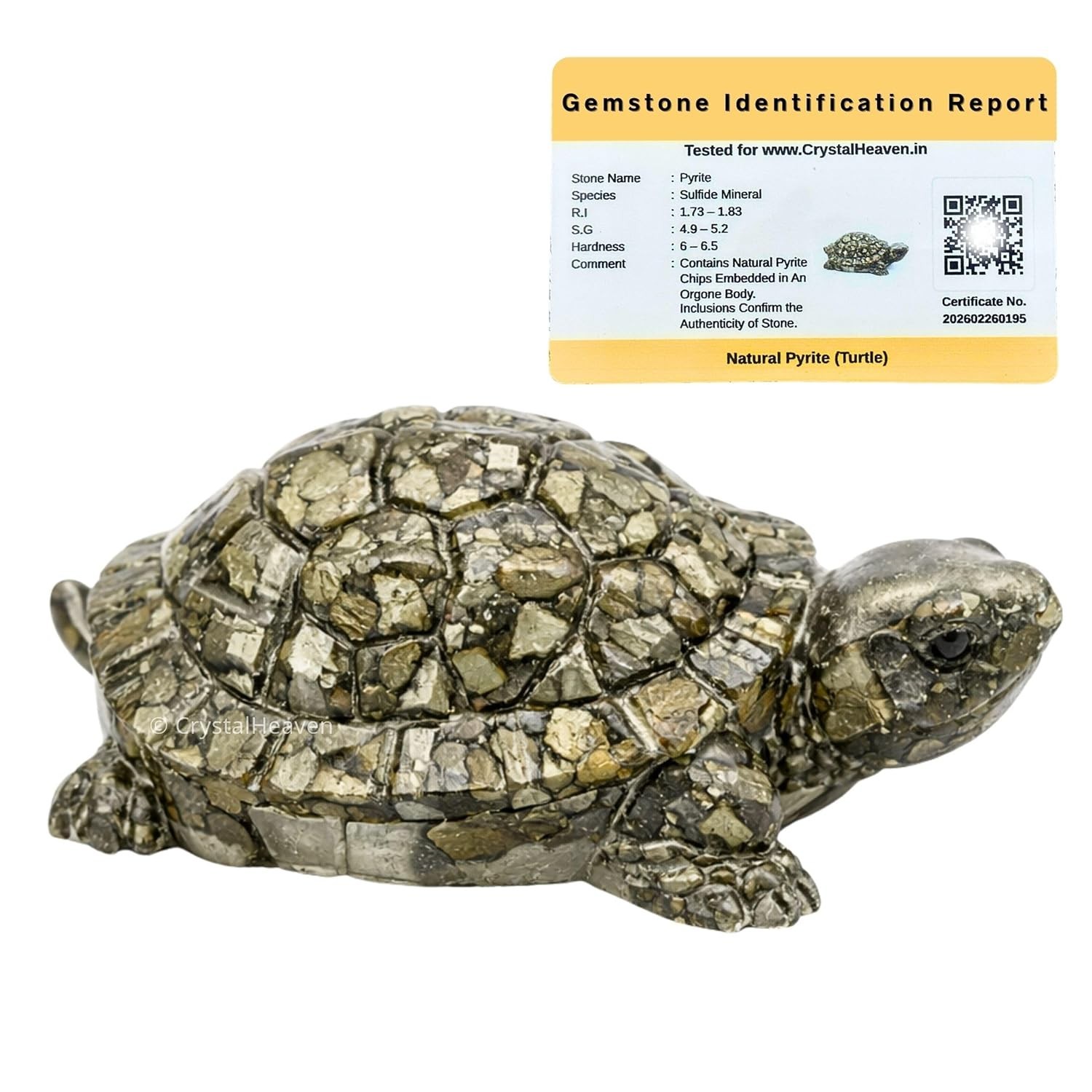 Pyrite Tortoise , Turtle Energy Symbol For Pooja Vastu Good Luck For Home/office