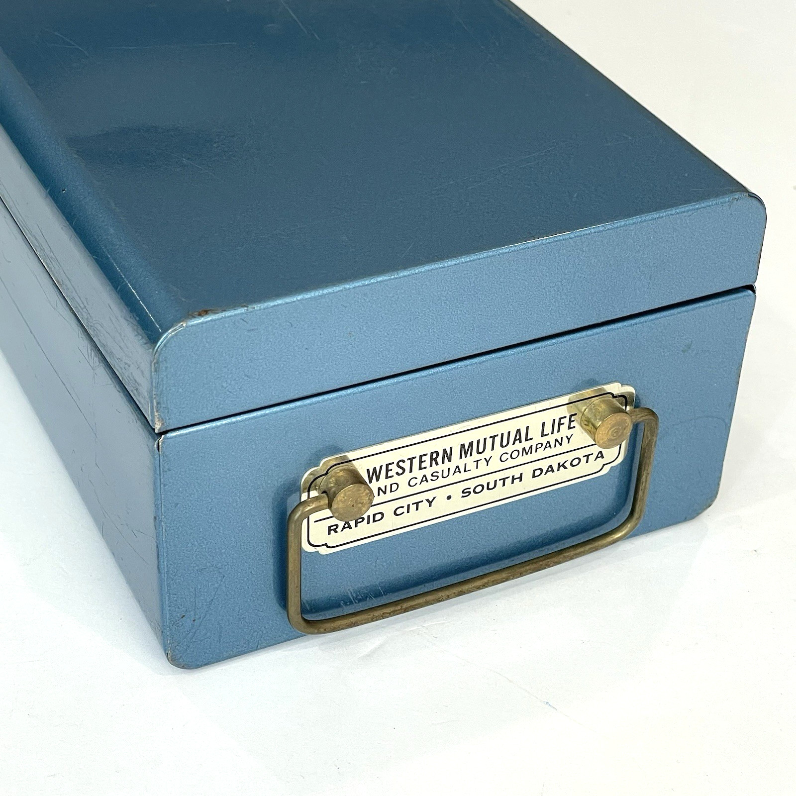 Blue Metal Bankers Combination Lock Box Western Life Insurance Rapid City SD