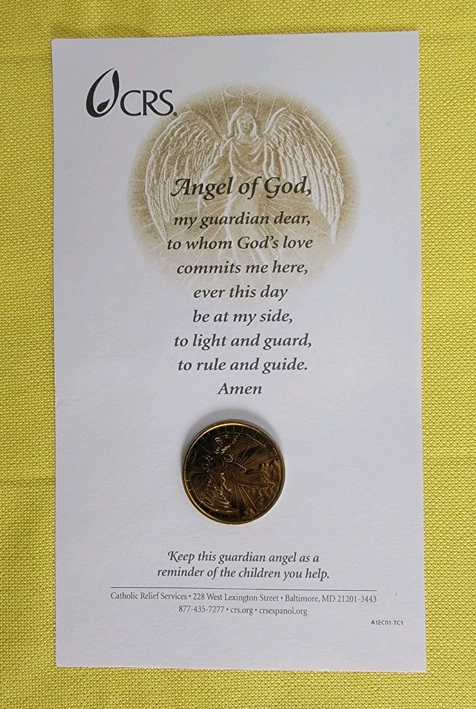 Angel of God Guardian Angel Pocket Coin - 1 Angel of God Guardian Angel Pocket Coin - 1