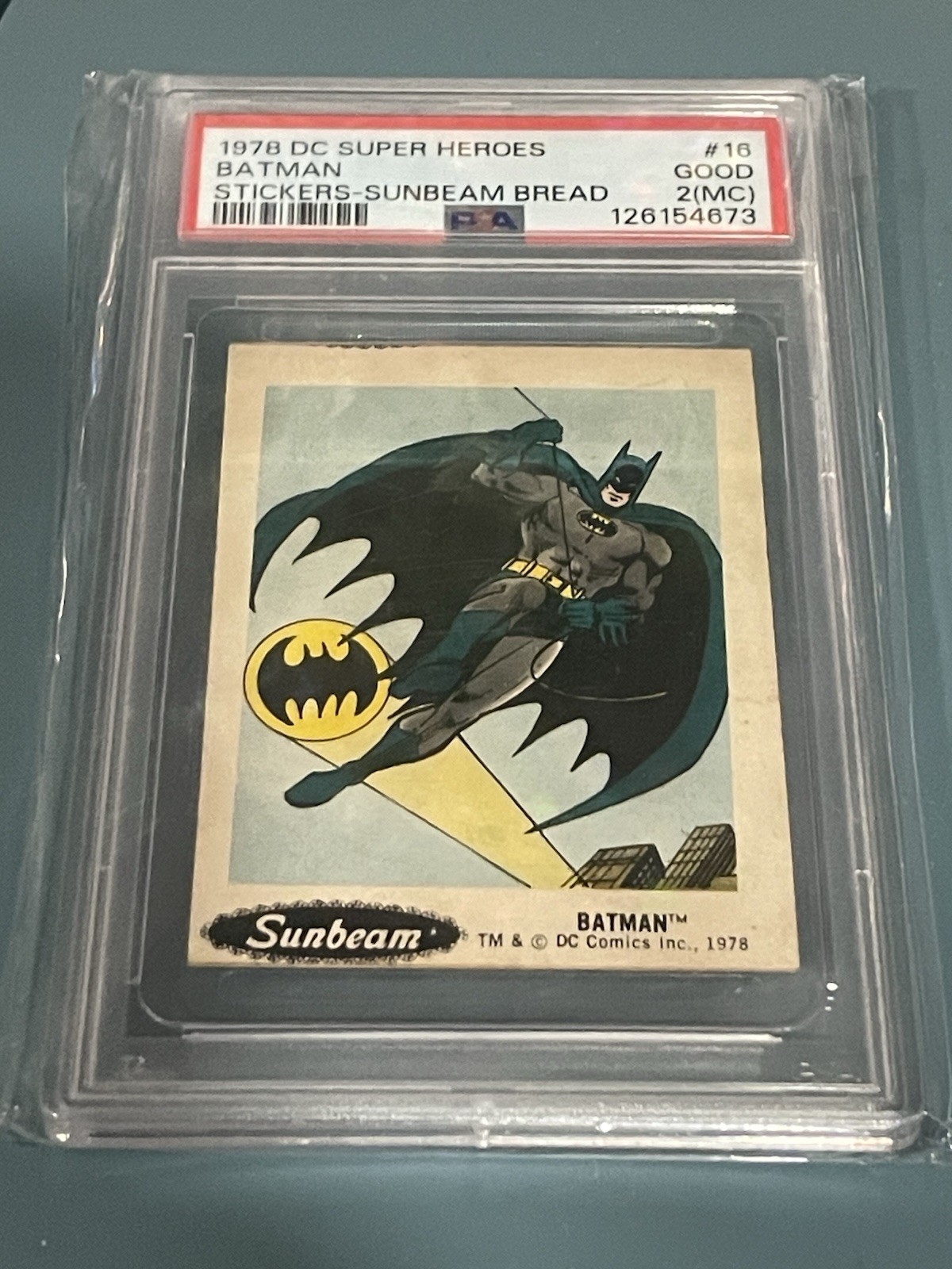 1978 DC Superheroes Stickers BATMAN #16 Sunbeam Bread PSA 2