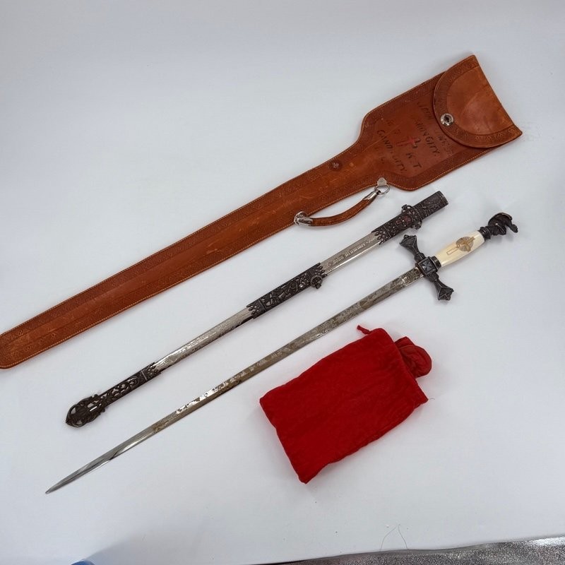 Antique The Pettibone Bros. Mfg. Co. Knights Templar Fraternal Sword & Scabbard Antique The Pettibone Bros. Mfg. Co. Knights Templar Fraternal Sword & Scabbard