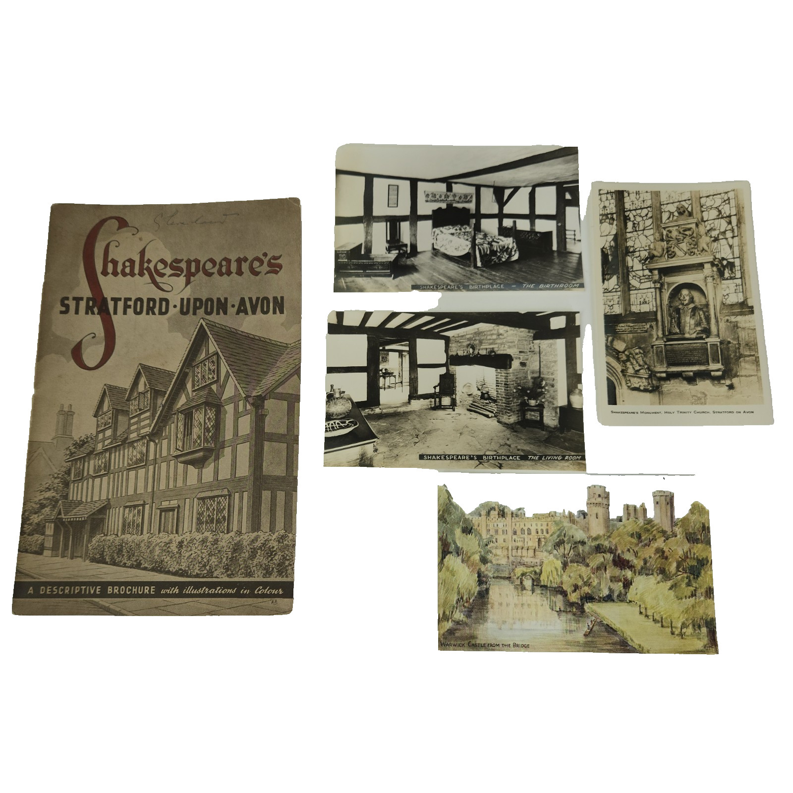 Vintage Shakespeare’s Stratford-Upon-Avon Brochure Book RPPC Postcards LOT