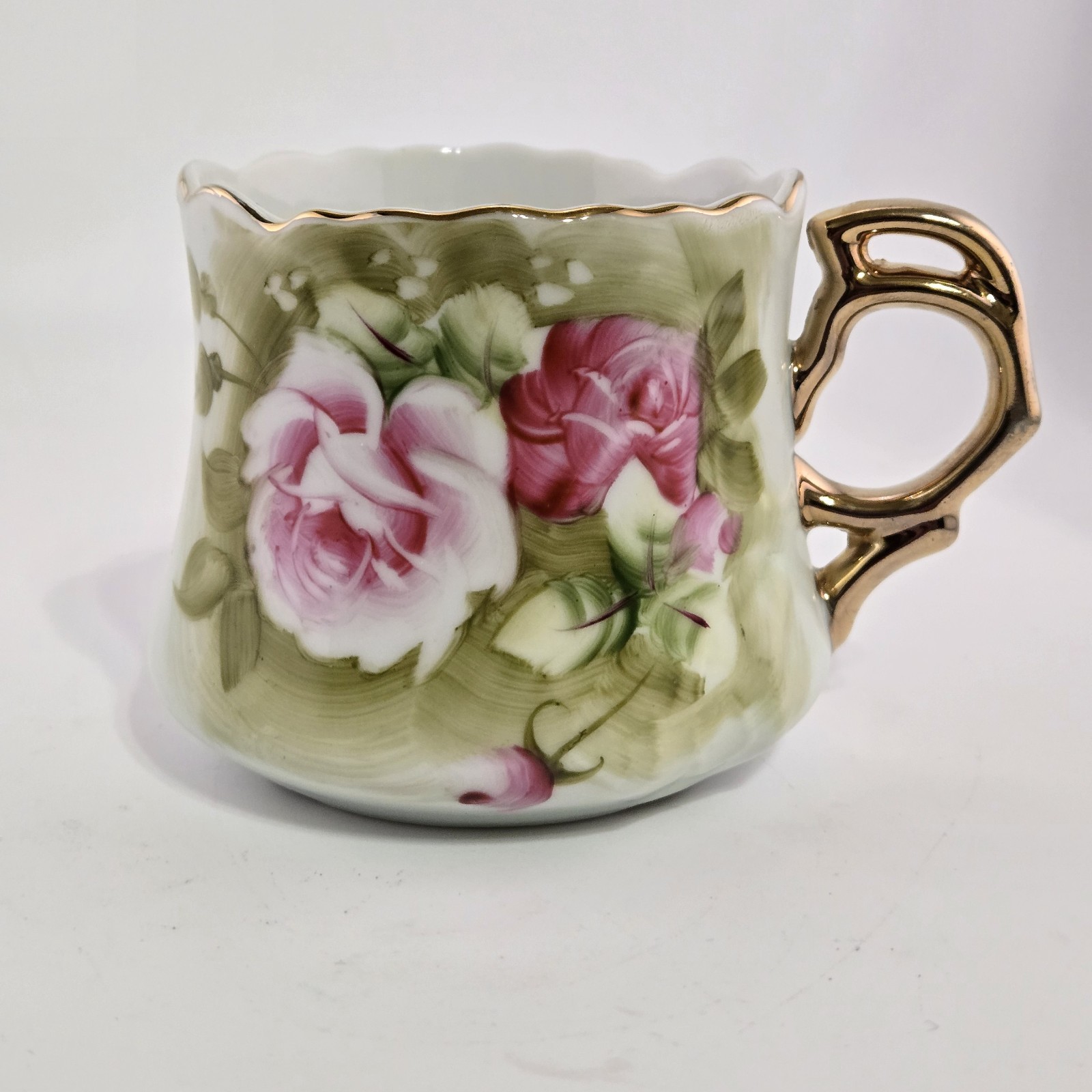 Vintage Lefton Heritage Green Hand Painted Teacup 1950's