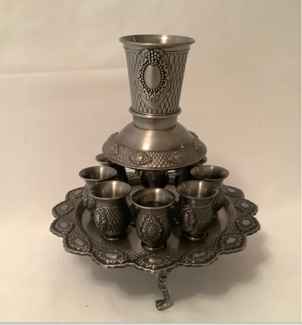 Art Judaica Silver Plated Kiddush Wine Fountain
