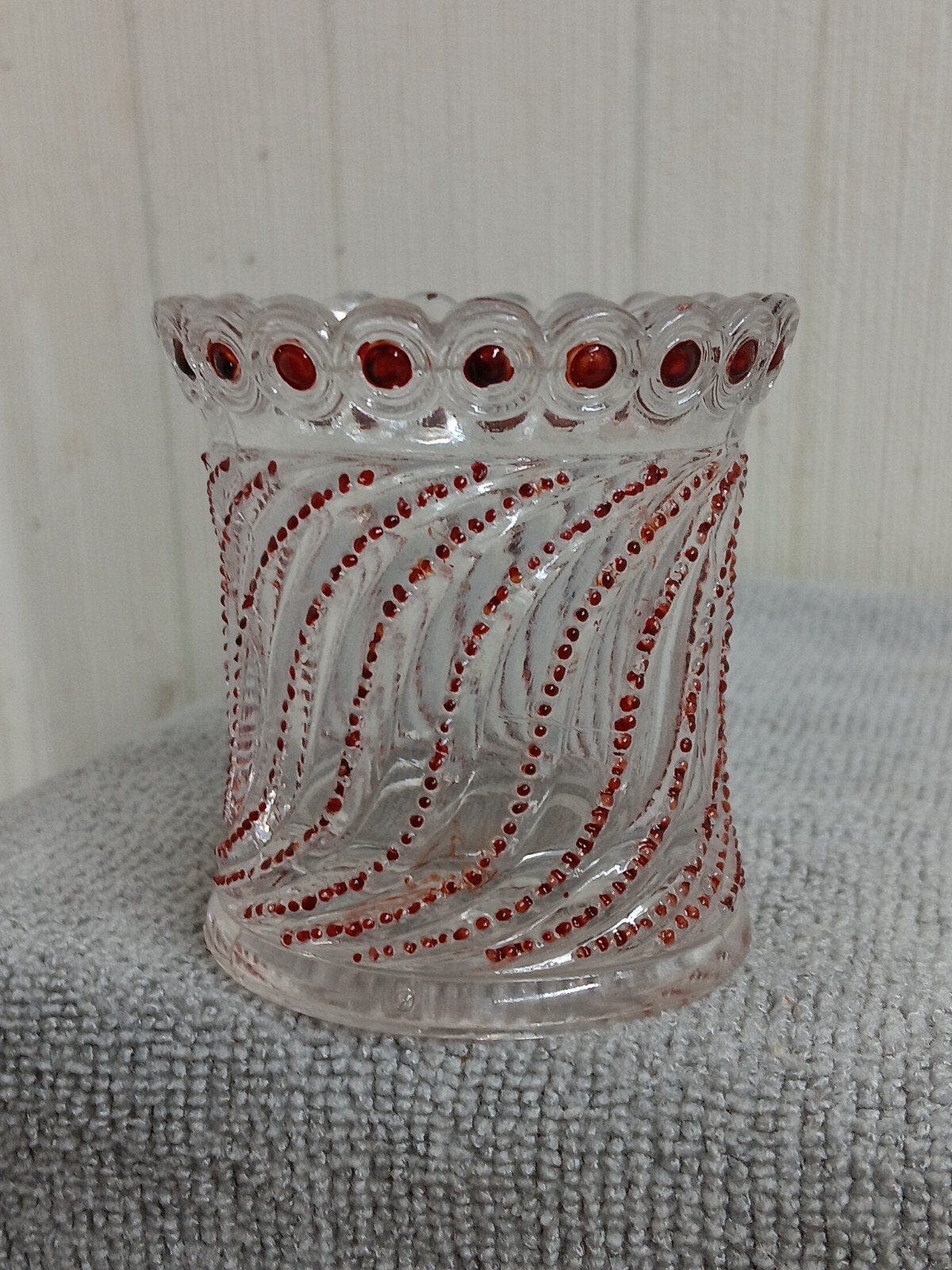 EAPG U.S. Glass  BEADED SWIRL & DISK. Toothpick Holder