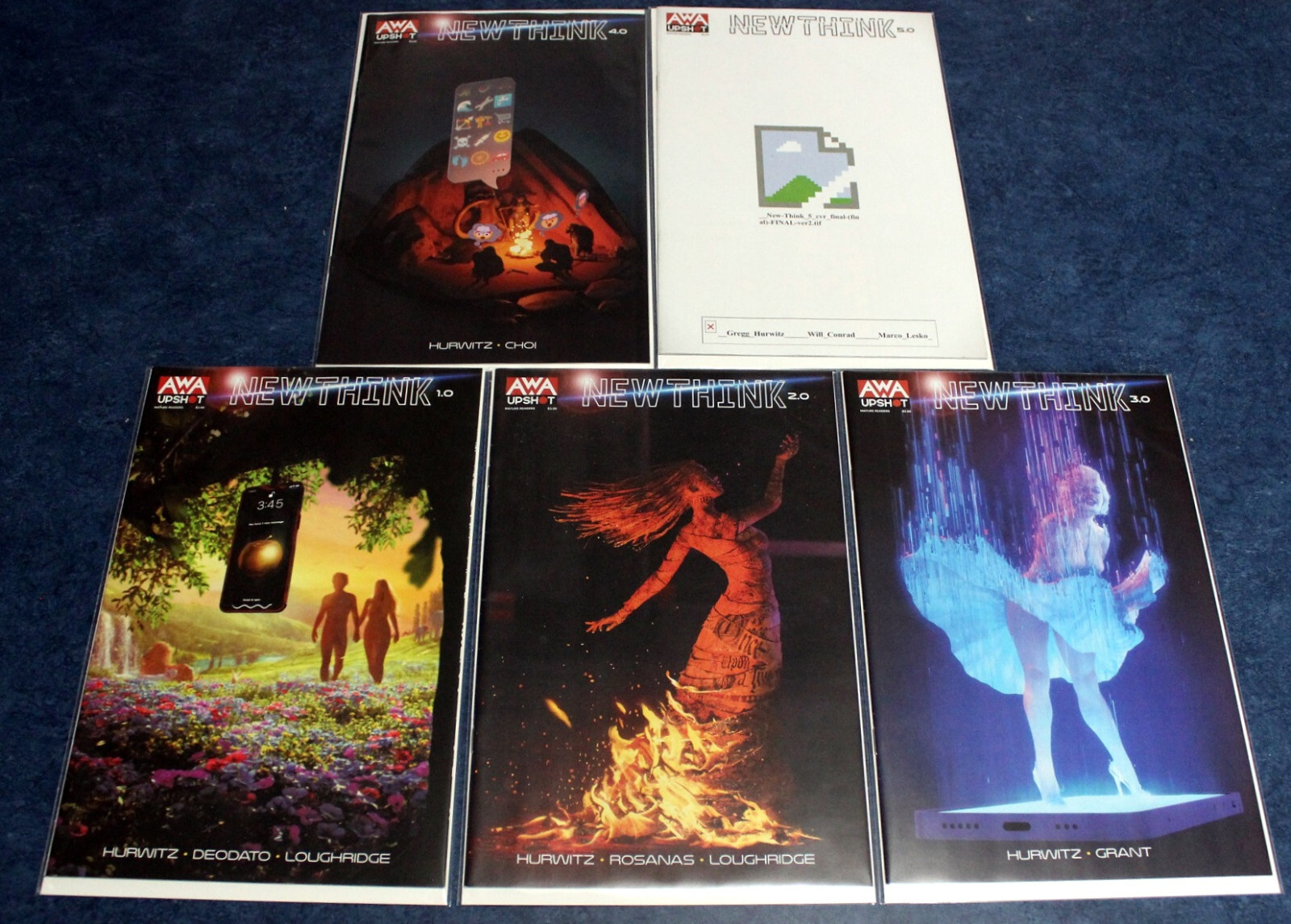 NEW THINK 1 2 3 4 5 1st print A set AWA comics 2022 Rahzzah covers Gregg Hurwitz