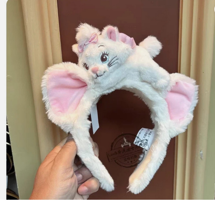 2025 Genuine New Hongkong Disney Marie Cat Plush ear Headband Disneyland 2025 Genuine New Hongkong Disney Marie Cat Plush ear Headband Disneyland