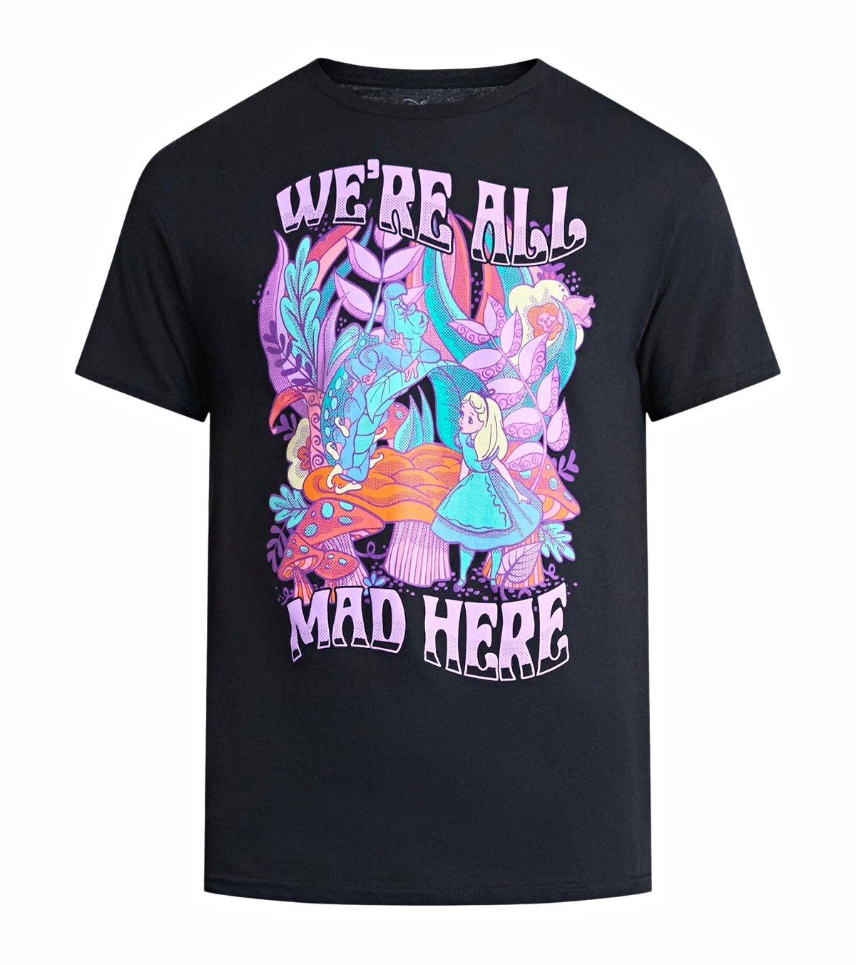 Disney Alice in Wonderland We’re All Mad Here Graphic T-Shirt Black 3XL Unisex