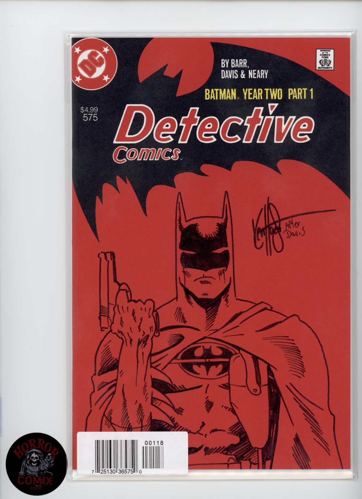 DETECTIVE COMICS #575 BLANK VARIANT SIGNED w/ BATMAN HOMAGE SKETCH by KEN HAESER DETECTIVE COMICS #575 BLANK VARIANT SIGNED w/ BATMAN HOMAGE SKETCH by KEN HAESER