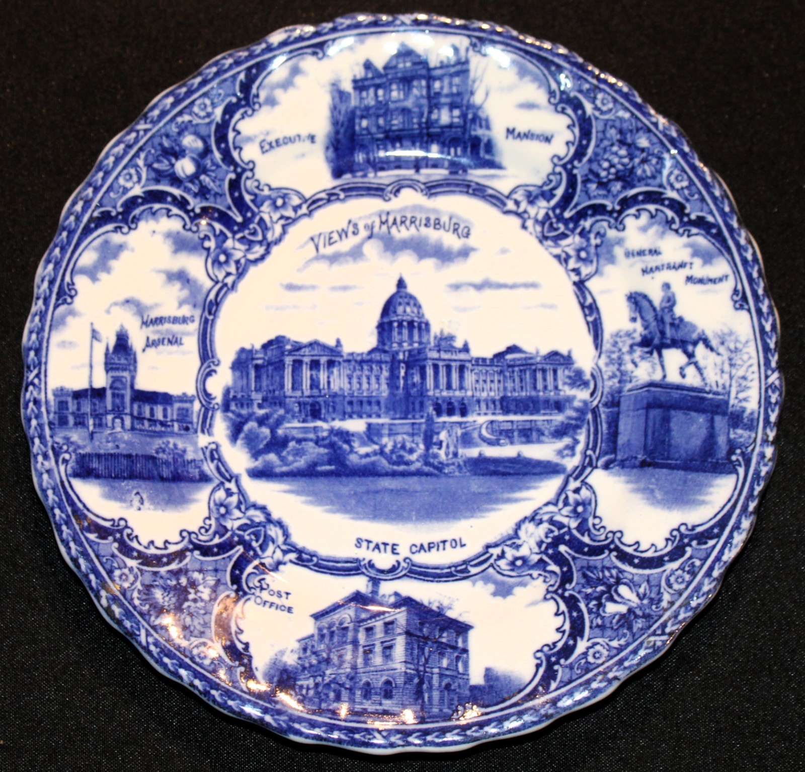 Antique Staffordshire Ye Old Historical  Blue & White Plate