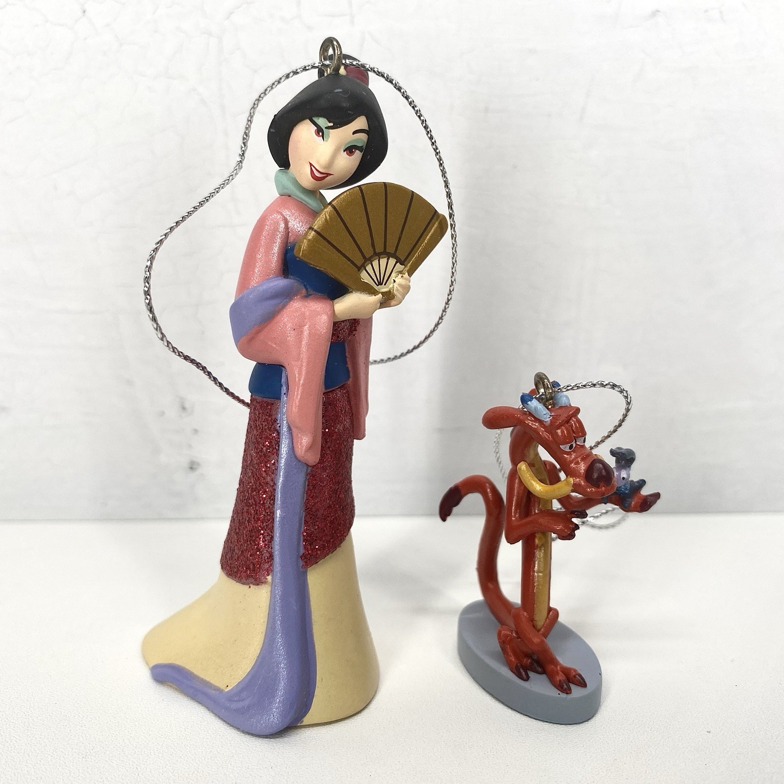 Mulan In Geisha Outfit And Mushu Dragon Christmas Ornament Set Disney Princess