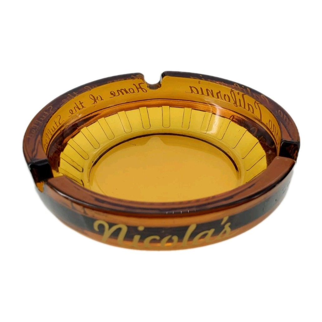 Vintage Clear Glass Marketing Ashtray / Nicola\'s Restaurant / Fresno California Vintage Clear Glass Marketing Ashtray / Nicola\'s Restaurant / Fresno California