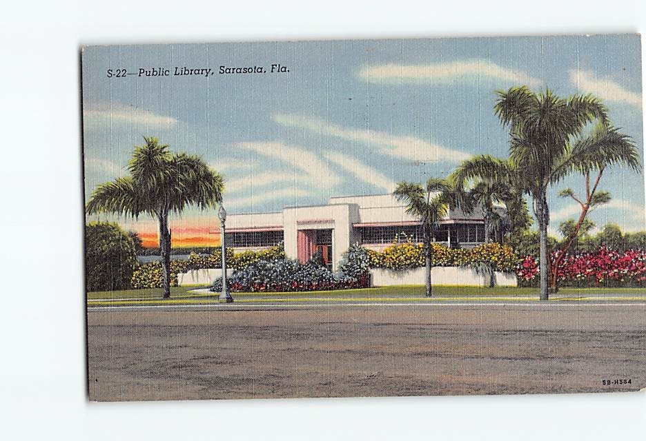Postcard Public Library Sarasota Florida USA