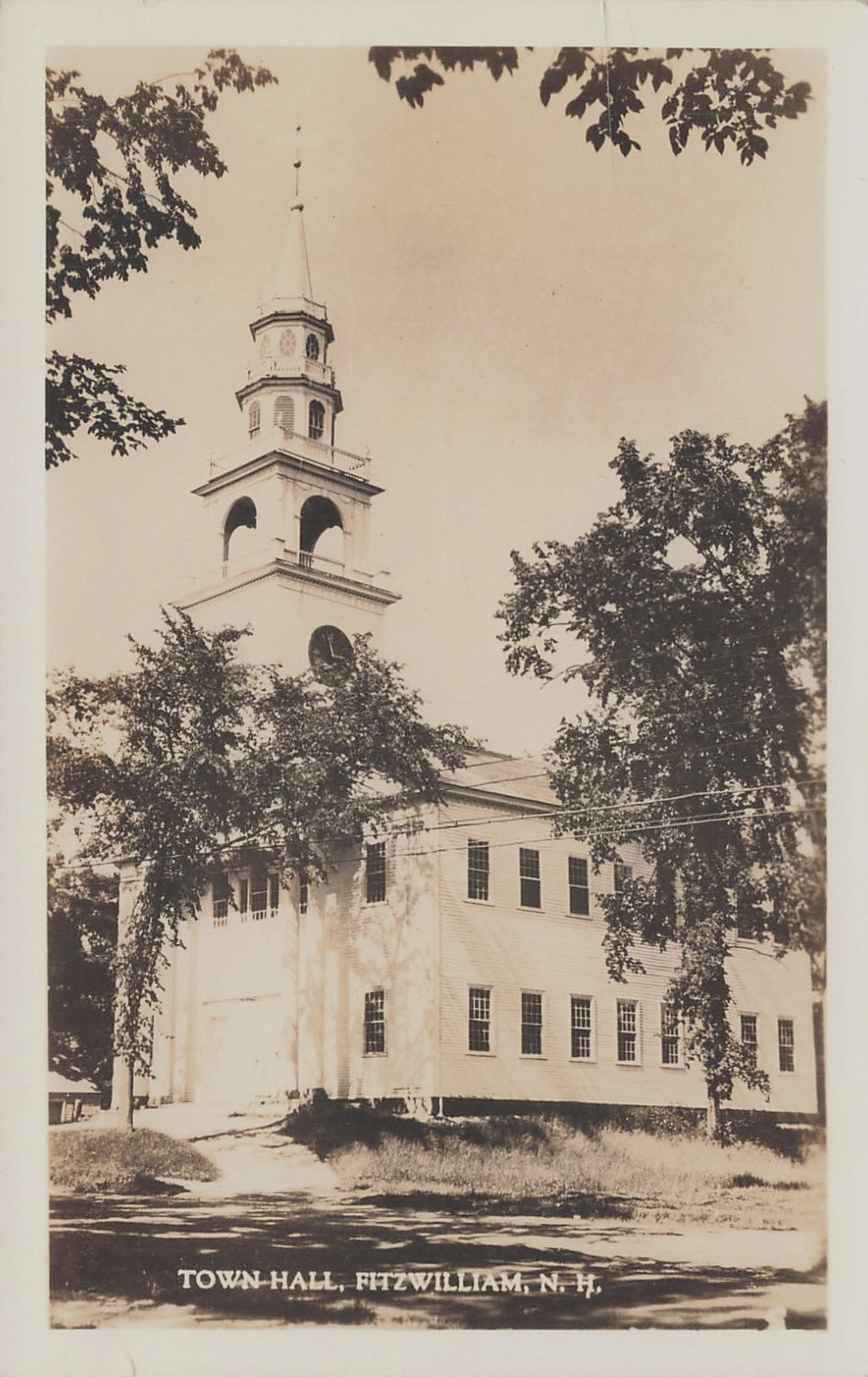 TOWN HALL BUILDING REAL PHOTO POSTCARD FITZWILLIAM NH NEW HAMPSHIRE 1941 RPPC