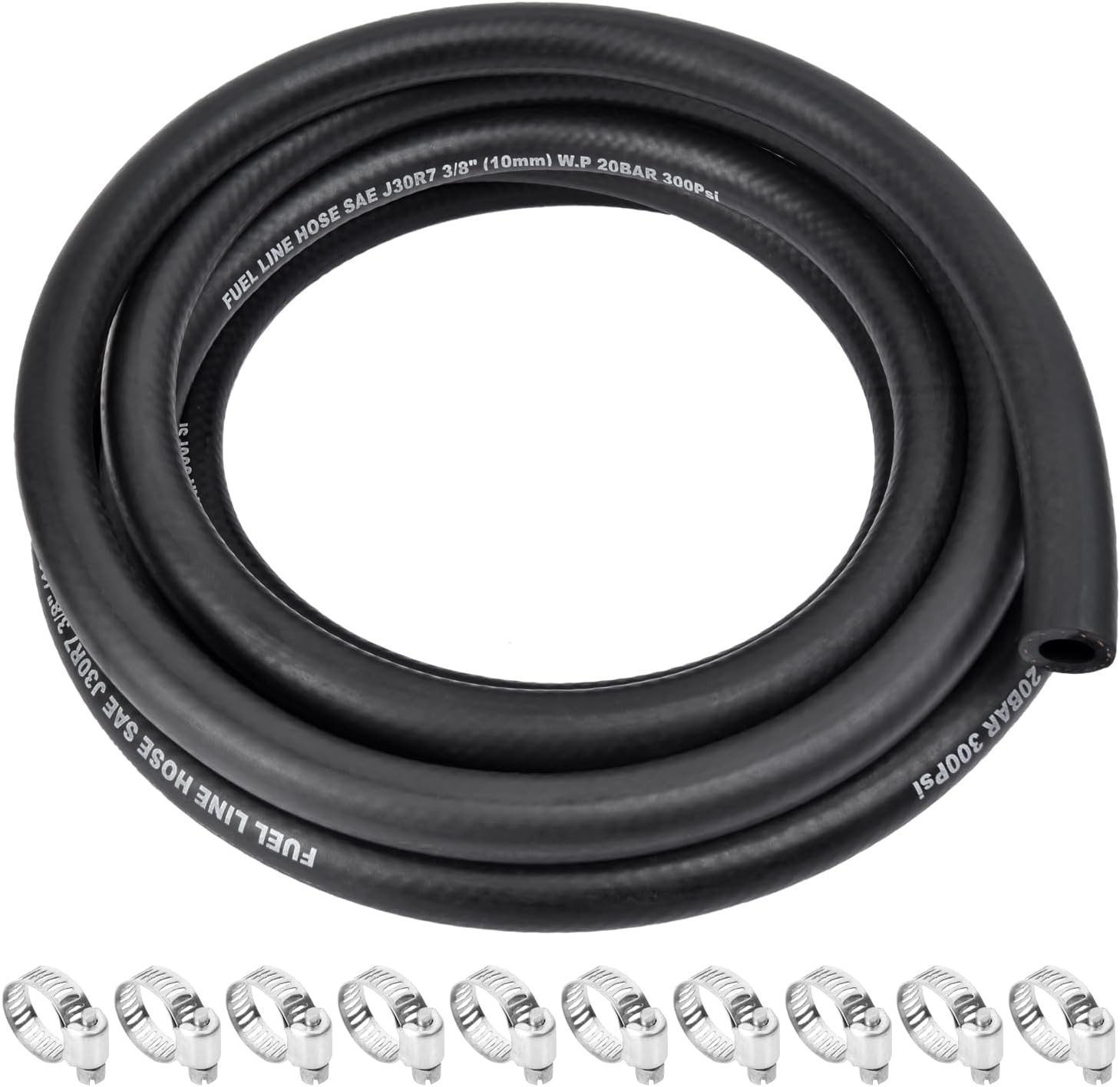 5/16 Inch ID Fuel Line Hose - 15FT Marine Grade Fuel Line with 10PCS Hose Clamps 5/16 Inch ID Fuel Line Hose - 15FT Marine Grade Fuel Line with 10PCS Hose Clamps