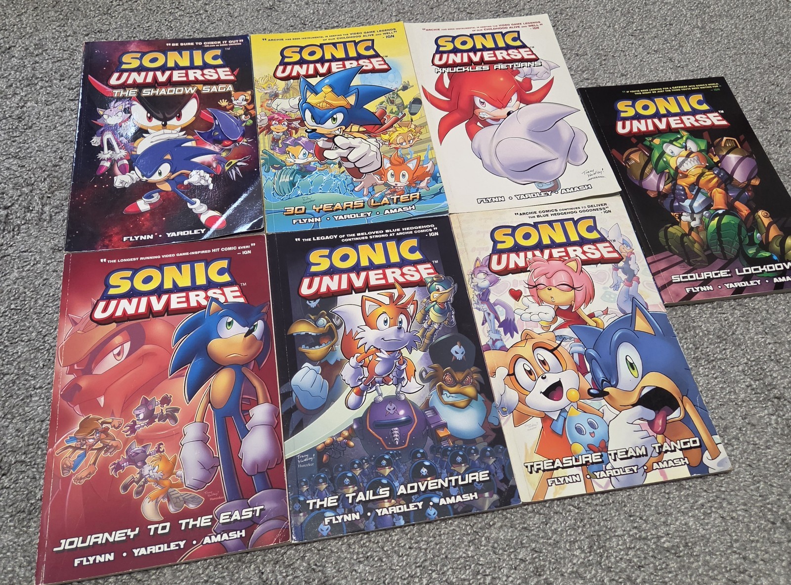 Archie Sonic Universe Graphic Novels 1-6 and 8.