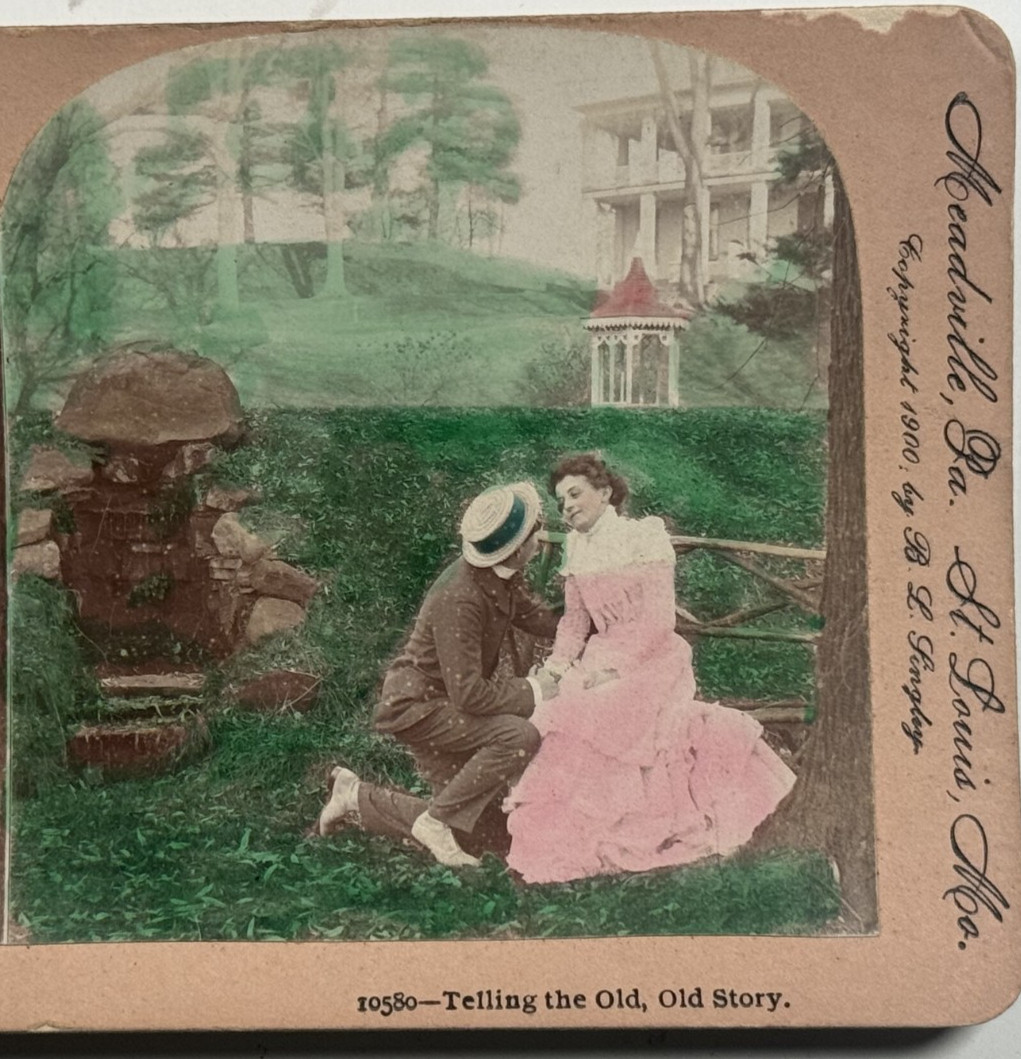 Telling the Old, Old Story Dramatic Vintage Stereoview Card Keystone View 1900
